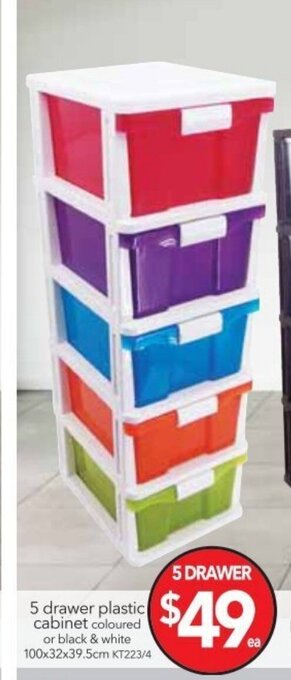 Cheap as Chips 5 Drawer Plastic Cabinet offer