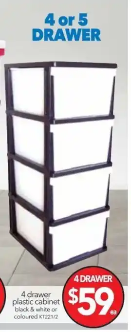 Cheap as Chips 4 Drawer Plastic Cabinet offer