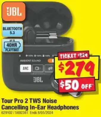 JB Hi-Fi Tour Pro 2 TWS Noise Cancelling In-Ear Headphones offer