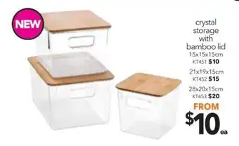 Cheap as Chips Cystal Storage with Bamboo Lid 15x15x15cm offer