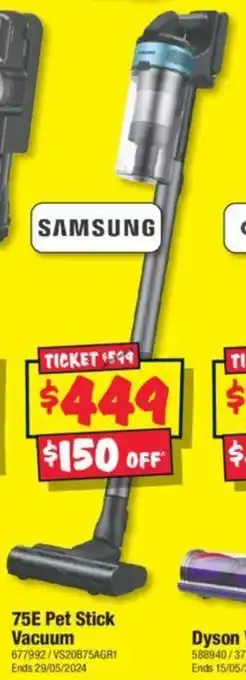JB Hi-Fi 75E Pet Stick Vacuum offer