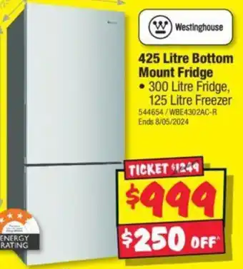425 Litre Bottom Mount Fridge