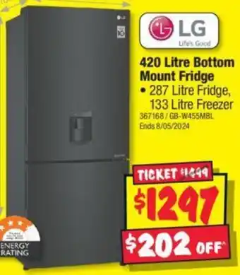 JB Hi-Fi 420 Litre Bottom Mount Fridge offer