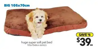 Cheap as Chips Huge Super Soft Pet Bed 105x70x8cm offer