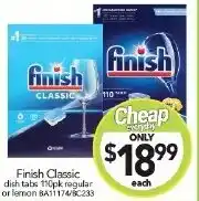 Cheap as Chips Finish Classic dish tabs 110pk regular or lemon offer