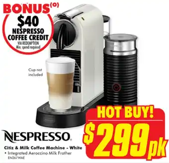 The Good Guys NESPRESSO Citiz & Milk Coffee Machine - White offer