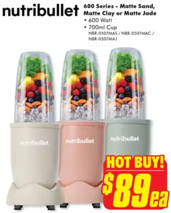 The Good Guys nutribullet 600 Series - Matte Sand, Matte Clay or Matte Jade offer