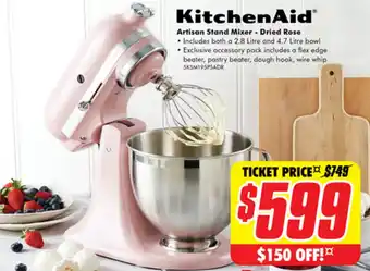 The Good Guys KitchenAid Artisan Stand Mixer - Dried Rose offer