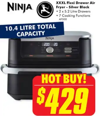 The Good Guys NINJA XXXL Flexi Drawer Air Fryer - Silver Black offer
