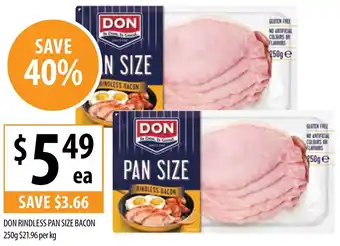 Supabarn DON RINDLESS PAN SIZE BACON 250g offer