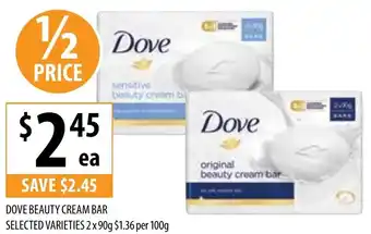 Supabarn DOVE BEAUTY CREAM BAR 2x90g offer