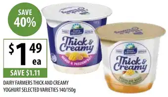 Supabarn DAIRY FARMERS THICK AND CREAMY YOGHURT 140/150g offer