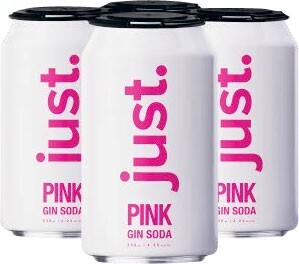 Coles Just Drinks Pink Gin Soda Cans 4x330mL offer