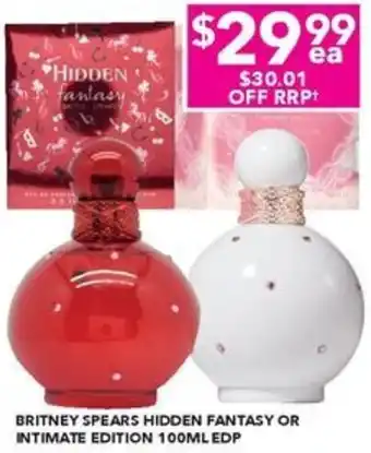 My Beauty Spot BRITNEY SPEARS HIDDEN FANTASY OR INTIMATE EDITION 100ML offer