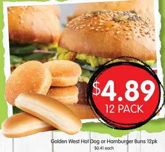 Spudshed Golden West Hot Dog or Hamburger Buns 12pk offer