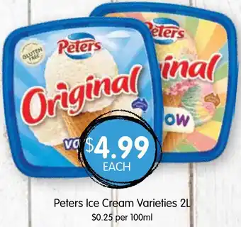 Spudshed Peters Ice Cream Varieties 2L offer