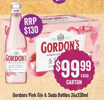 Spudshed Gordons Pink Gin & Soda Bottles 24x330ml offer