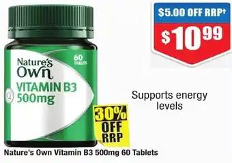 Chemist Warehouse Nature's Own Vitamin B3 500mg 60 Tablets offer