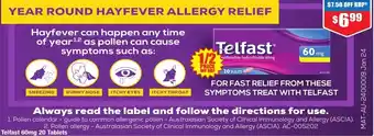 Chemist Warehouse Telfast 60mg 20 Tablets offer