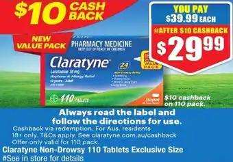 Chemist Warehouse Claratyne Non-Drowsy 110 Tablets offer