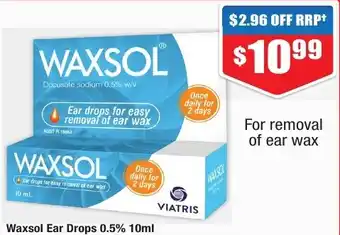 Chemist Warehouse Waxsol Ear Drops 0.5% 10ml offer