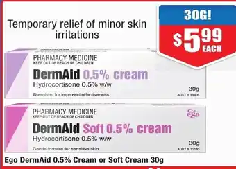 Chemist Warehouse Ego DermAid 0.5% Cream or Soft Cream 30g offer