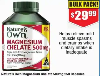 Chemist Warehouse Nature's Own Magnesium Chelate 500mg 250 Capsules offer