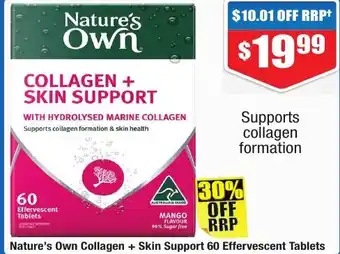 Chemist Warehouse Nature's Own Collagen + Skin Support 60 Effervescent Tablets offer