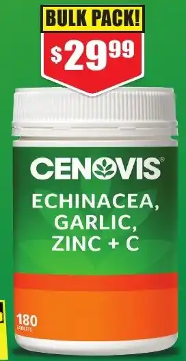 Chemist Warehouse CENOVIS Echinacea, Garlic, Zinc+ C 180 Tablets offer