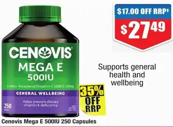 Chemist Warehouse Cenovis Mega E 500IU 250 Capsules offer