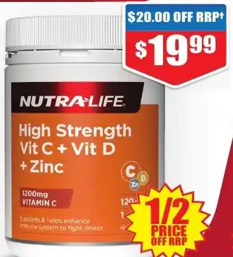 Chemist Warehouse NUTRALIFE High Strength Vit C + Vit D + Zinc offer