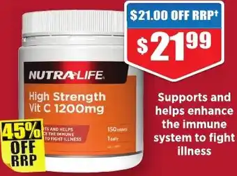 Chemist Warehouse NUTRALIFE High Strength Vit C 1200mg offer