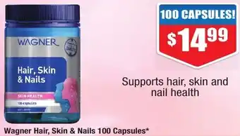 Chemist Warehouse Wagner Hair, Skin & Nails 100 Capsules offer