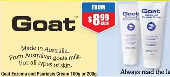 Chemist Warehouse Goat Eczema and Psoriasis Cream 100g or 200g offer