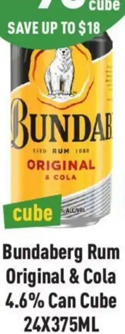 Liquor Legends Bundaberg Rum Original & Cola 4.6% Can Cube 24X375ML offer