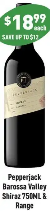 Liquor Legends Pepperjack Barossa Valley Shiraz 750ML & Range offer