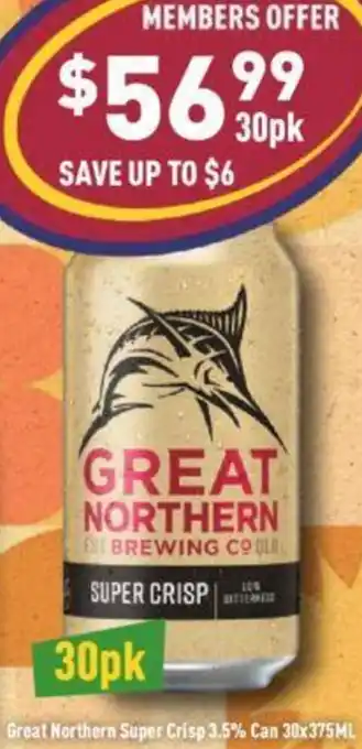 Liquor Legends Great Northern Super Crisp 3.5% Can 30x375ML offer