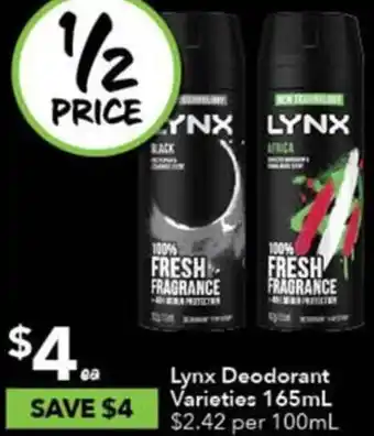 Ritchies Lynx Deodorant Varieties 165mL offer