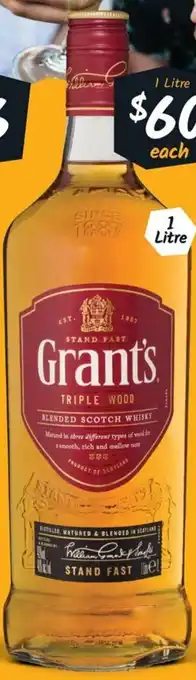 Cellarbrations Grant's Triple Wood Blended Scotch Whisky offer