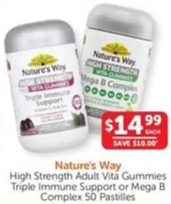 High Strength Adult Vita Gummies Triple Immune Support or Mega B Complex 50 Pastilles