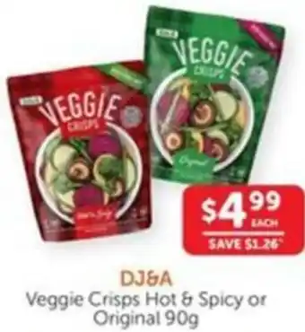 WHOLELIFE catalogue DJ&A Veggie Crisps Hot & Spicy or Original 90g offer