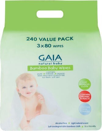 Coles Gaia Natural Bamboo Baby Wipes 240 Pack offer