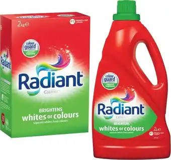Radiant Laundry Powder 2kg or Liquid 1.8 Litre-2 Litre
