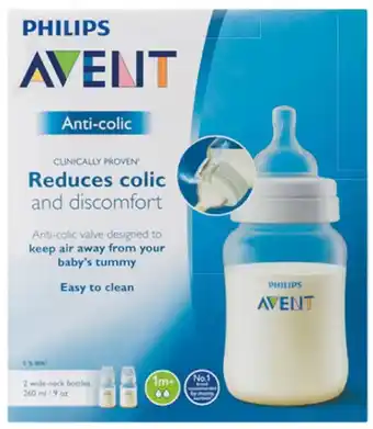 healthylife Phillips Avent Anti-Colic Baby Feeding Bottle BPA Free 2 x 260ml offer