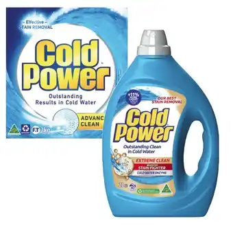 Coles Cold Power Laundry Liquid 2 Litre or Powder 2kg offer