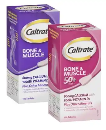 Coles Caltrate Bone & Muscle Health or Bone & Muscle 50+ 100 Pack offer