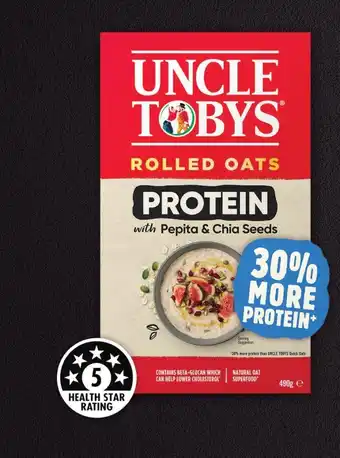 Coles Uncle Tobys Protein Rolled Oats 490g offer