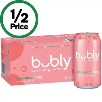 Woolworths Bubly Sparkling Water 8 x 375ml offer