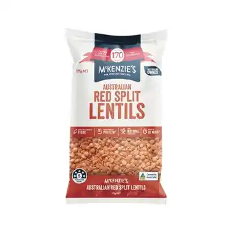 Woolworths McKenzie’s Red or Green Lentils 375g offer