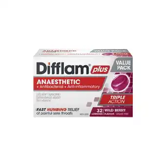 Woolworths Difflam Plus Triple Action Throat Lozenges Pk 32 offer